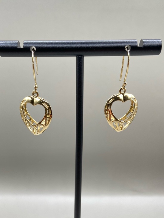 Dyadema Jewelry - Dyadema Gold Vermeil Ornate Scroll Open Heart Earrings